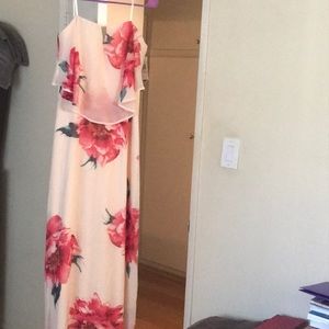 Rose strapless maxi